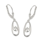 Ohrbrisur Ohrhnger Ohrringe 30x6mm Doppel-Oval glnzend mit Zirkonia wei Silber 925