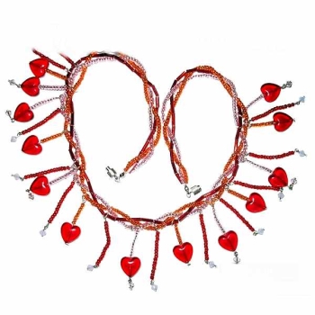 Collier Halskette mit roten Herzen 44cm