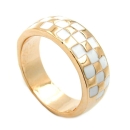 Ring 8mm Schachbrettmuster wei emailliert vergoldet Ringgre 50