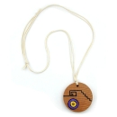 Kette mit handbemalter Holzscheibe Kordel beige 100cm