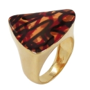 Ring 25x21mm Dreieck braun farbig lackiert 3 Mikron vergoldet Ringgre 60
