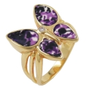 Ring 18x20mm Schmetterling lila farbig lackiert 3 Mikron vergoldet Ringgre 64