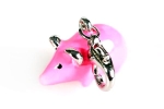 Anhnger Charm mit Karabinerverschluss und Schweinchenmotiv rosa