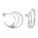 Ohrstecker Ohrring 20x4mm Creole 3 Halbkreise glnzend Silber 925