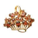 Brosche 26x20mm Granat 333 Gold