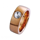 Ring aus Edelstahl rose-vergoldet 10mm mit Zirkonia kristall