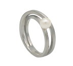 Ring zwei Strnge Edelstahl mit Swasserperle 5mm