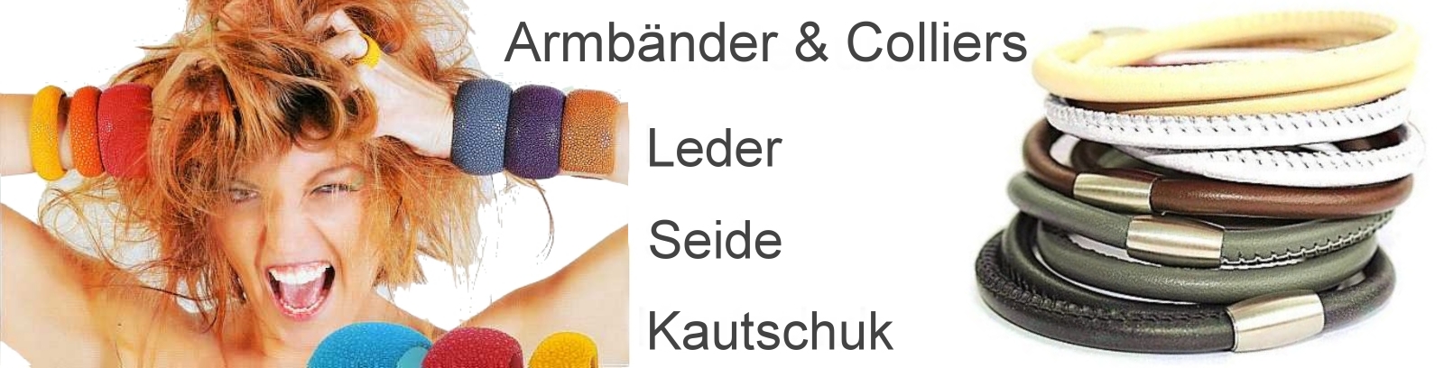 Armbnder und Colliers individuell aus Leder, Kautschuk, Seide