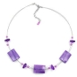 Preview: Kette Drahtkette Viereck gewellt flieder-transparent mit Flitter Kunststoffperlen 45cm
