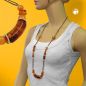 Preview: Kette Kunststoffperlen braun-crash orange-braun-gold Kordel braun 90cm