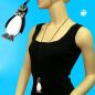 Preview: Kette Kunststoff Pinguin schwarz-weiß silbergrau Kordel schwarz 90cm