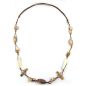 Preview: Kette Kunststoffperlen beige horn-marmoriert Kordel braun 105cm