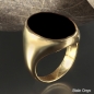 Preview: Siegelring ovale Platte Onyx 21x16,5mm 585 Gold
