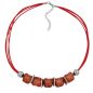 Preview: Kette 18mm Steinperle apricot-silbergrau-chrom Kunststoff 50cm