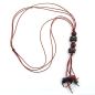 Preview: Kette 2x Walze 18x12mm altmessingfarbig Kunststoff Kordel rot 90cm