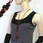 Preview: Kette 2x Walze 18x12mm altmessingfarbig Kunststoff Kordel rot 90cm