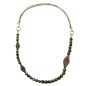 Preview: Kette 3x Blattperle oliv 10mm Perlen olivgrün gedrückt Kordel oliv 90cm