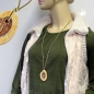 Preview: Kette 55x40mm 2 Baumringe Kunststoff braun gelb Baumwollkordel oliv 90cm