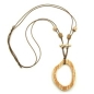 Preview: Kette 77x56mm Baumring braun-beige Kunststoff Baumwollkordel braun 95cm