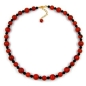 Preview: Kette 10-12mm Perlen Kunststoff orange-schwarz-marmoriert 50cm