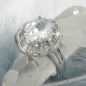 Preview: Ring 16x14mm ovaler Zirkonia mit vielen kleinen rhodiniert Ringgröße 54