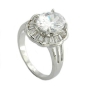 Preview: Ring 16x14mm ovaler Zirkonia mit vielen kleinen rhodiniert Ringgröße 54
