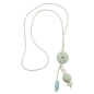 Preview: Kette Kunststoffperlen hellblau-beige Kordel beige 80cm