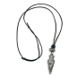 Preview: Kette 67x12mm spitze Tüte Kunststoff altsilberfarben Kordel schwarz 90cm