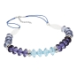 Preview: Kette 12x9mm Facettenperle Kunststoff blau mit Kordel blau 45cm