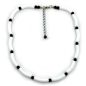Preview: Kette 25x6mm Rohr Kunststoff weiß-matt und 6mm Perle schwarz 42cm