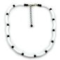 Preview: Kette 25x6mm Rohr Kunststoff weiß-matt und 6mm Perle schwarz 42cm