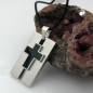 Preview: Kette 35x20mm Kreuz Edelstahl schwarz emailliert Kordel schwarz 90cm