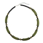 Preview: Kette 34x10mm Rillenwalze olivgrün Perle schwarz Kunststoff 45cm