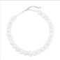 Preview: Kette 18mm Scheibe Kunststoff weiß glänzend Knotenperle weiß 43cm
