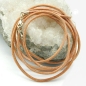 Preview: Lederband Rundschnur Rindleder 2mm naturfarben mit 1x Verschluss silberfarbig 1m