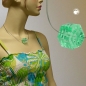 Preview: Kette 30x22mm Stufenperle Kunststoff mint-transparent Edelstahldraht 45cm