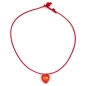 Preview: Kette Kinderkette Herz Kunststoff rot mit Muster Kordel rot 40cm