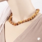 Preview: Kette 12mm Rundperle braun-gelb-marmoriert Kunststoff 45cm