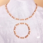 Preview: Set Kette Armband 14x5mm Perlen hellbraun-beige Kunststoff 42cm