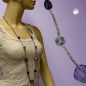 Preview: Kette Facettenperle Kunststoff lila Alu-Ankerkette grau 100cm