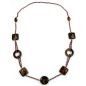 Preview: Kette Ringe Vierecke Kunststoff braunton Alu-Kette kupferfarben 90cm