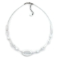 Preview: Kette Drahtkette 25x16mm Ring oval weiß transparent Kunststoff 42cm