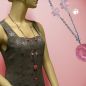 Preview: Kette 30mm Nugget Kunststoff rosa-marmoriert Alu-Ankerkette grau 90cm