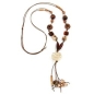 Preview: Kette 30mm Spiralperle Kunststoff beige Kordel braun 100cm