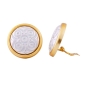 Preview: Clip Ohrring 31mm bicolor Muster silber- und goldfarben Kunststoff