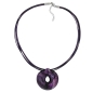 Preview: Kette 52mm Kunststoff Anhänger Amulett lila marmoriert Kordel lila 55cm