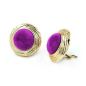 Preview: Clip Ohrring 33mm Kunststoff goldfarben Veloursamt lila