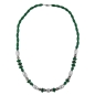 Preview: Kette 14x7mm Holzperlen grün mit Kunststoffperlen chrom matt 70cm