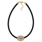 Preview: Kette 32x26mm Rillenolive transparent-matt mit goldfarben Kunststoff 6mm Vollgummi 42cm