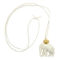 Preview: Kette 35x32x18mm Elefant Kunststoff weiß-grau-marmoriert Kordel beige 90cm